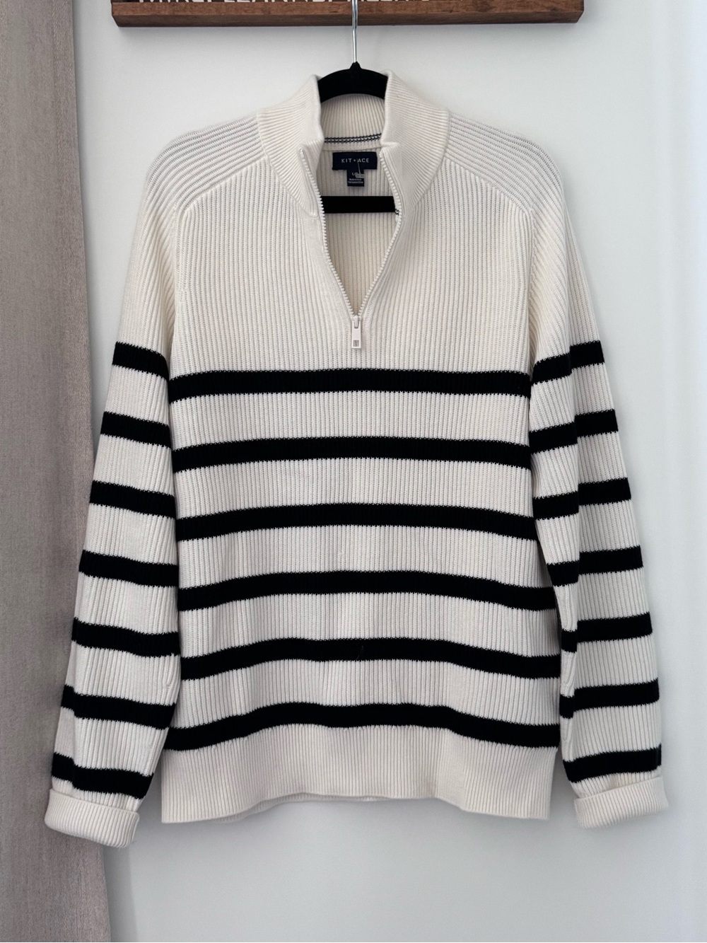Kit and Ace Striped 1/4 Zip Knit pullover